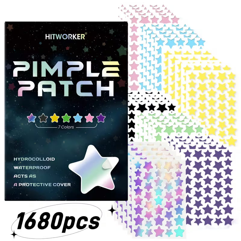 Star Shape Pimple Patch packaging – 7 colors, hydrocolloid, waterproof