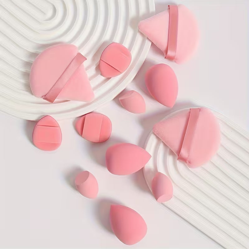 Baby pink 12pcs makeup sponge set