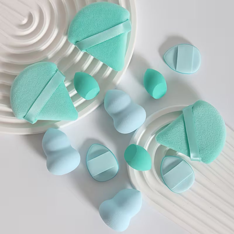 Mint green 12pcs makeup sponge set