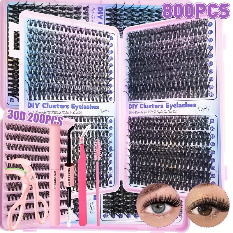 800pcs DIY cluster eyelash extensions kit