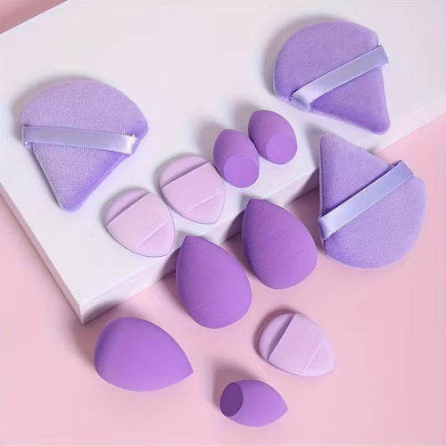 Purple 12pcs makeup sponge set