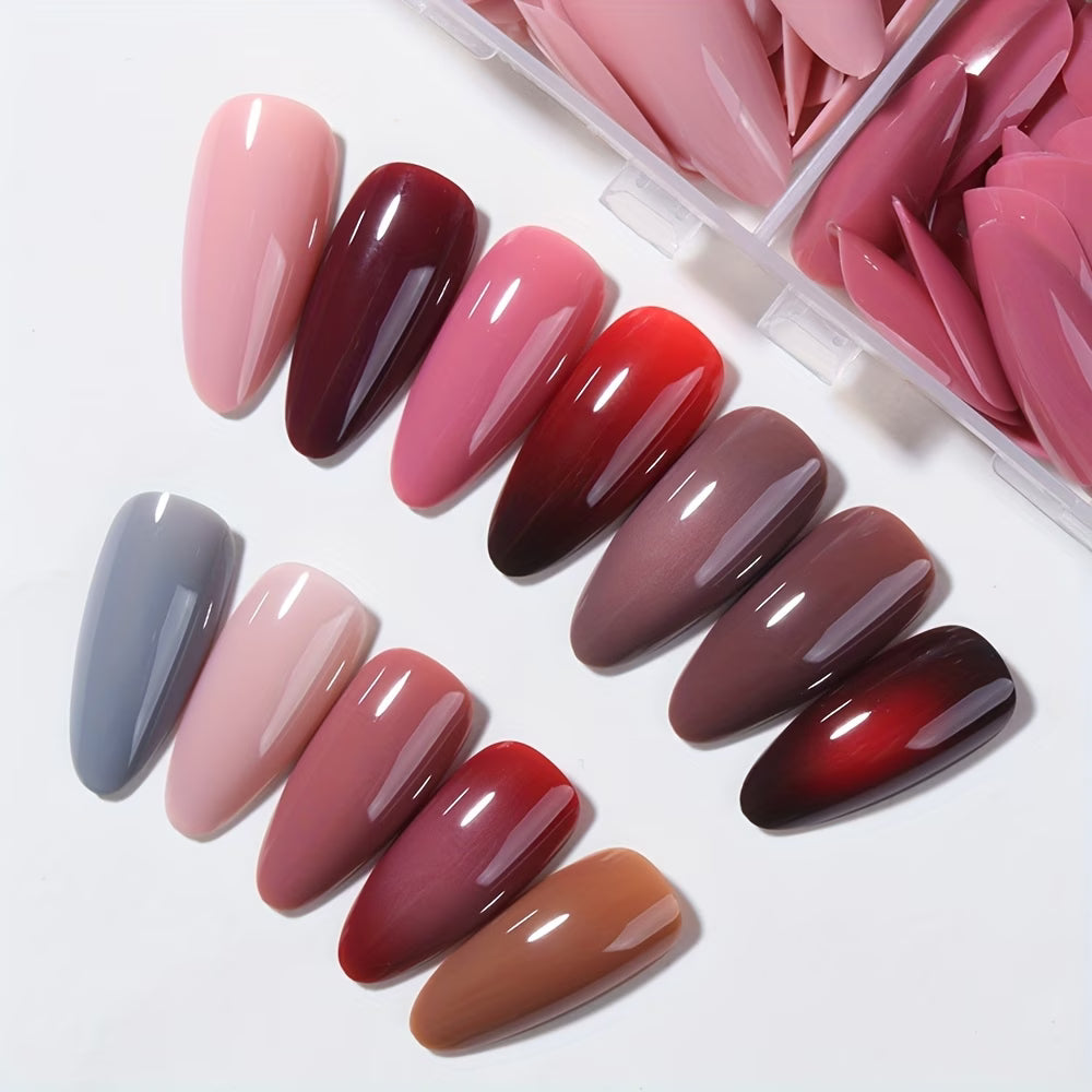 Almond-Shaped Press-On Nails – 144pcs Red Ombre