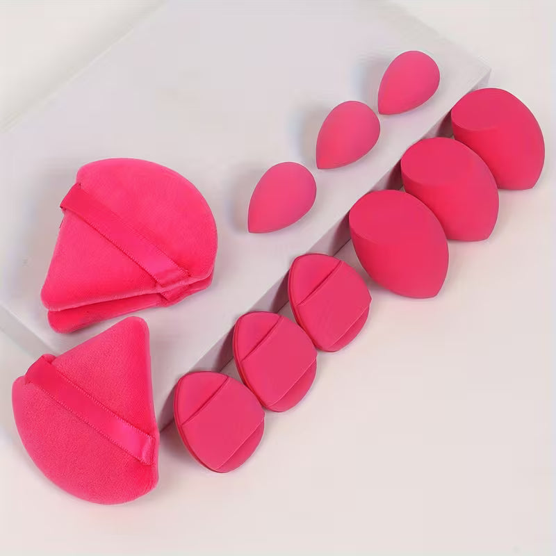 Hot pink 12pcs makeup sponge set